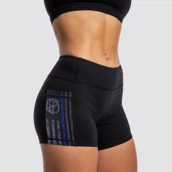 Born Primitive First Responder Rise & Grind Booty Shorts (Thin Blue Line Gunmetal)