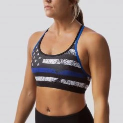 Born Primitive Patriotic Warrior Sports Bra (Thin Blue Line)