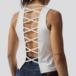 Born Primitive Tops String Me Along Crop Top 2.0 (White)