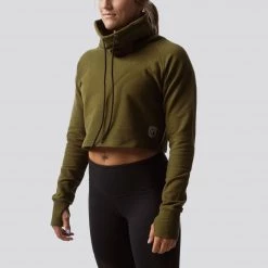 Born Primitive Tops Cowl At The Half Moon Crop (Tactical Green)