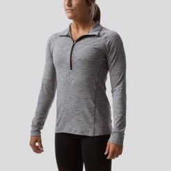 Born Primitive Female Zip Neck Athleisure Long Sleeve (Heather Grey) Long Sleeves