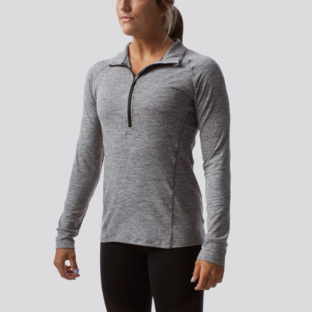 Born Primitive Female Zip Neck Athleisure Long Sleeve (Heather Grey) Long Sleeves 3 Born Primitive Female Zip Neck Athleisure Long Sleeve (Heather Grey) Long Sleeves