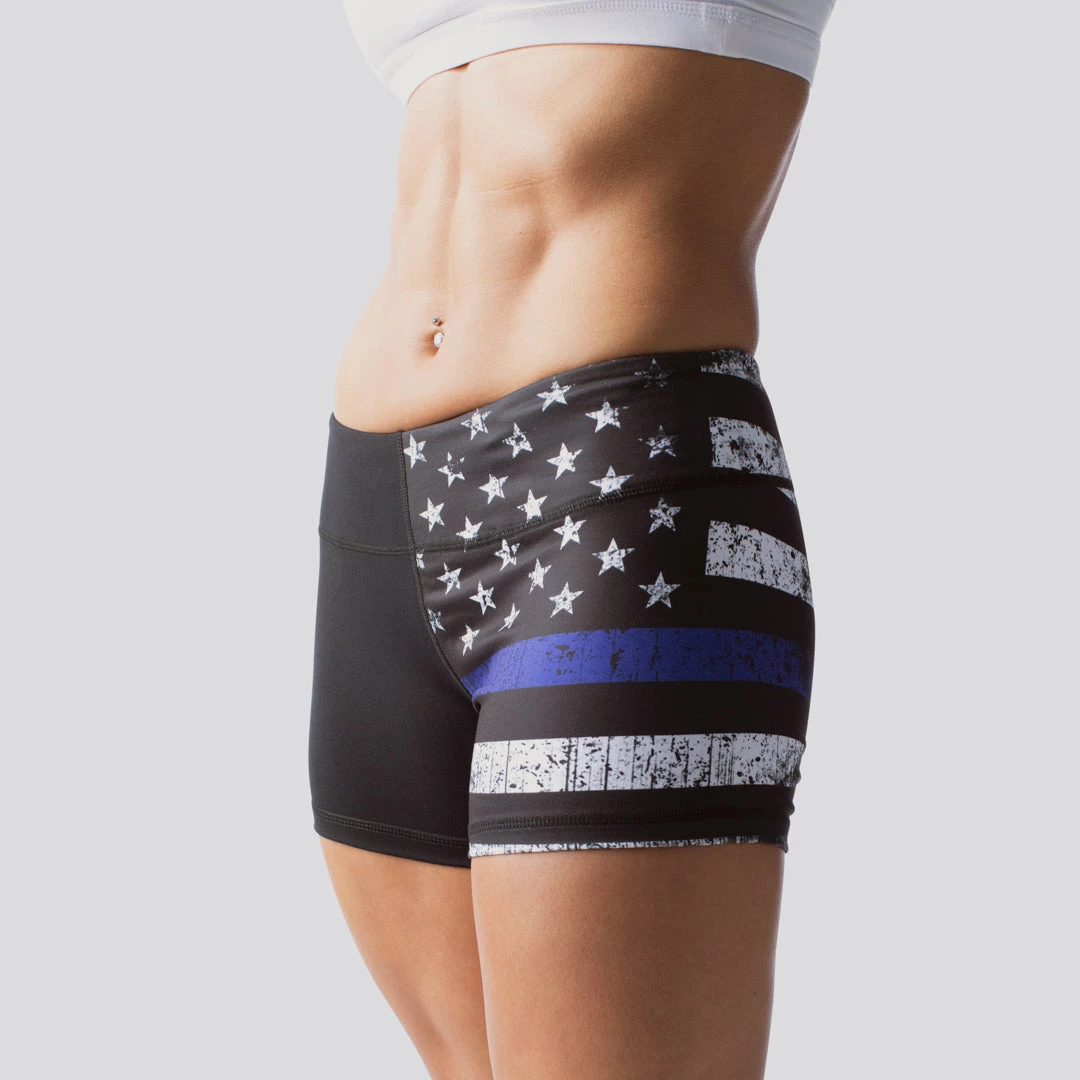 Born Primitive Double Take Booty Shorts (Thin Blue Line Police Edition) 3 Born Primitive Double Take Booty Shorts (Thin Blue Line Police Edition)