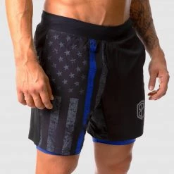 Born Primitive FIrst Responder The Versatile Short W/ Compression (Thin Blue Line Gunmetal W/ Royal Compression Liner)