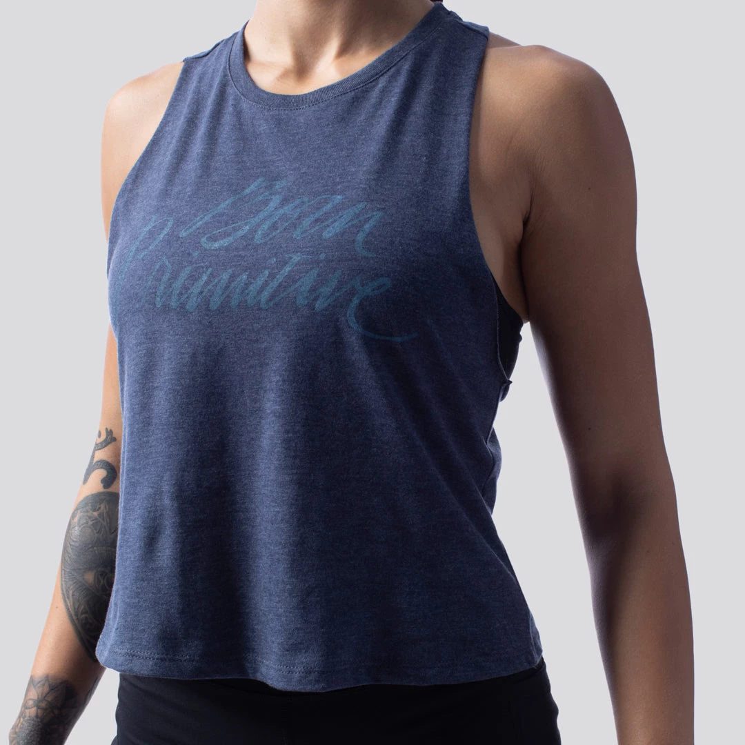 Born Primitive Tops Brand Calligraphy Elevate Crop (Heather Navy) 3 Born Primitive Tops Brand Calligraphy Elevate Crop (Heather Navy)
