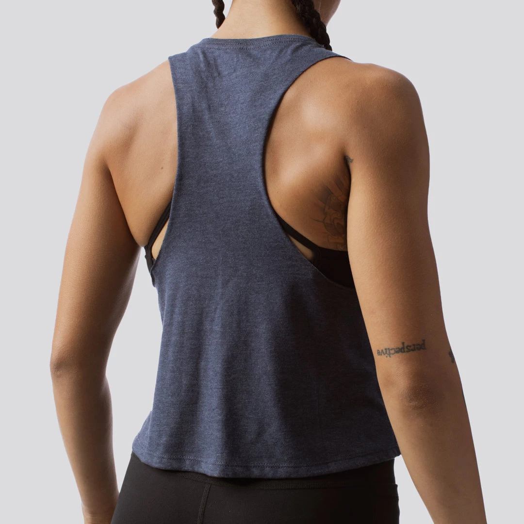 Born Primitive Tops Brand Calligraphy Elevate Crop (Heather Navy) 4 Born Primitive Tops Brand Calligraphy Elevate Crop (Heather Navy)