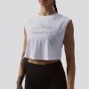 Born Primitive Brand Calligraphy Festival Cropped Tank (White) Tops
