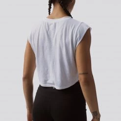 Born Primitive Brand Calligraphy Festival Cropped Tank (White) Tops