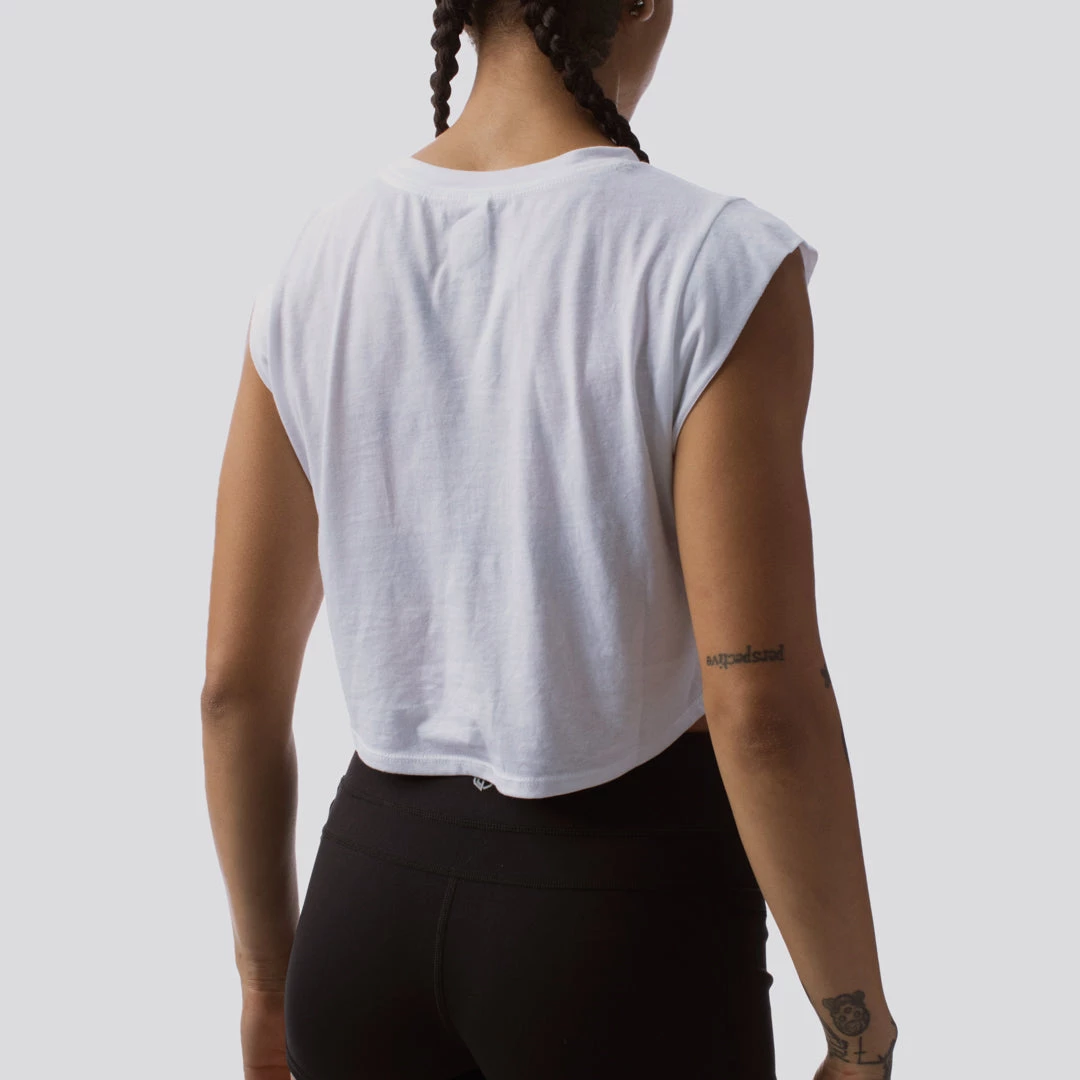 Born Primitive Brand Calligraphy Festival Cropped Tank (White) Tops 4 Born Primitive Brand Calligraphy Festival Cropped Tank (White) Tops