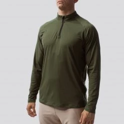 Born Primitive Male Zip Neck Athleisure Long Sleeve (Tactical Green)