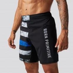 Born Primitive Patriotic American Defender Shorts 3.0 Velcro Closure (Thin Blue Line)