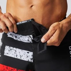 Born Primitive Patriotic American Defender Shorts 3.0 Velcro Closure (Thin Red Line)