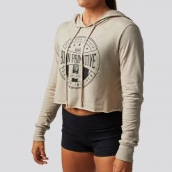 Born Primitive Athlete Driven Cropped T-Shirt Hoodie (Heather Dust) Athleisure