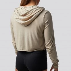 Born Primitive Athlete Driven Cropped T-Shirt Hoodie (Heather Dust) Athleisure