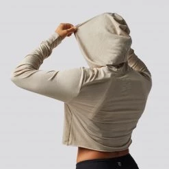 Born Primitive Athlete Driven Cropped T-Shirt Hoodie (Heather Dust) Athleisure