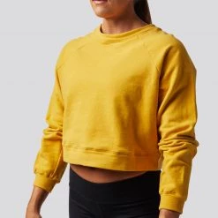 Born Primitive Tops Unmatched Cropped Crew Sweatshirt (Mustard)