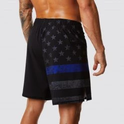 Born Primitive American Defender Shorts 3.0 Velcro Closure (Thin Blue Line Gunmetal) Patriotic
