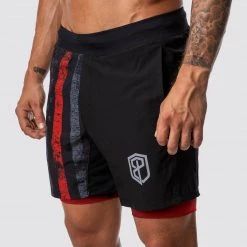Born Primitive The Versatile Short W/ Compression (Thin Red Line Gunmetal W/ Red Compression Liner) FIrst Responder