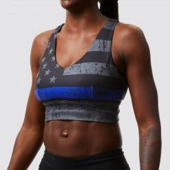 Born Primitive First Responder X-Factor Sports Bra (Thin Blue Line Gunmetal)