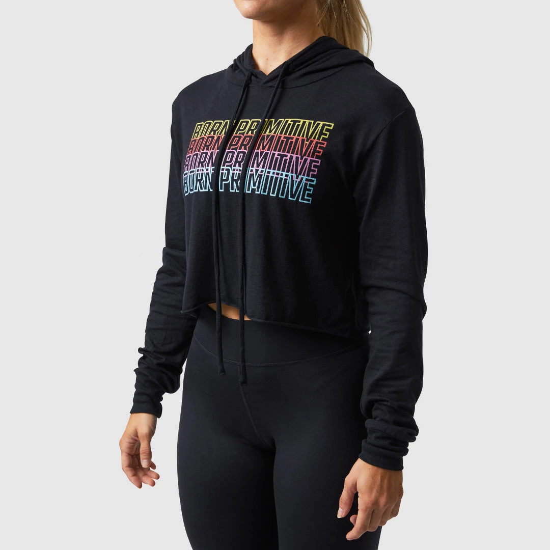 Born Primitive Neon Rainbow Cropped T-Shirt Hoodie (Black) New Arrivals 3 Born Primitive Neon Rainbow Cropped T-Shirt Hoodie (Black) New Arrivals