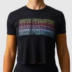 Born Primitive Neon Rainbow Crop Tee (Black)
