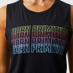 Born Primitive Neon Rainbow Flowy Muscle Tank (Black) New Arrivals