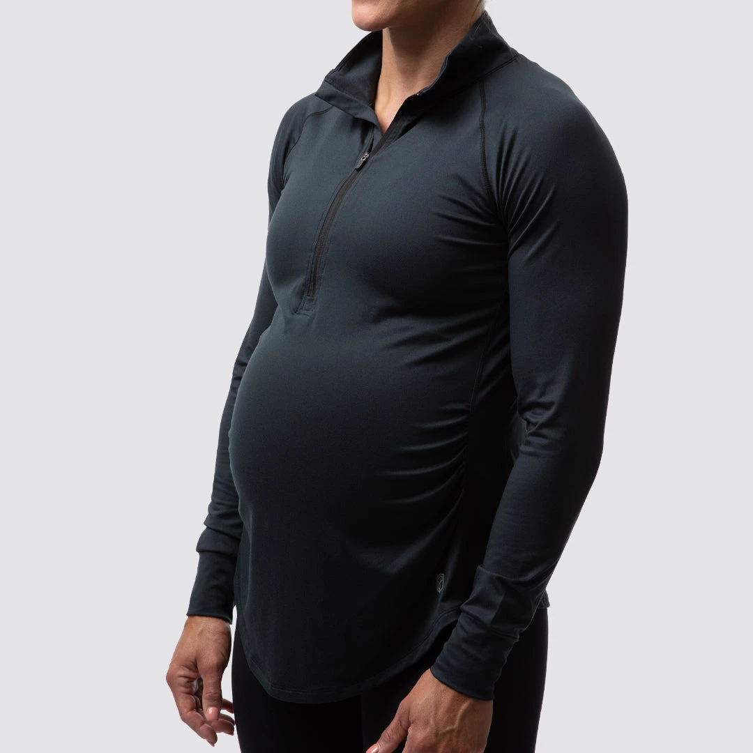 Born Primitive Tops Maternity Zip Neck Athleisure Long Sleeve (Black) 3 Born Primitive Tops Maternity Zip Neck Athleisure Long Sleeve (Black)