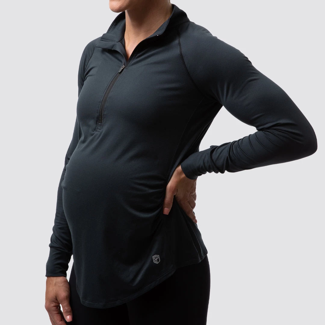 Born Primitive Tops Maternity Zip Neck Athleisure Long Sleeve (Black) 6 Born Primitive Tops Maternity Zip Neck Athleisure Long Sleeve (Black)