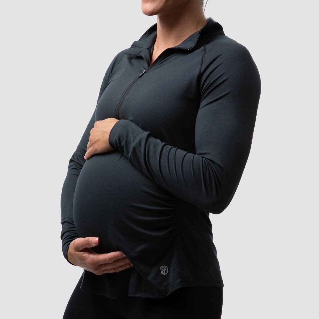 Born Primitive Tops Maternity Zip Neck Athleisure Long Sleeve (Black) 5 Born Primitive Tops Maternity Zip Neck Athleisure Long Sleeve (Black)