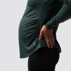 Born Primitive Maternity Zip Neck Athleisure Long Sleeve (Evergreen)