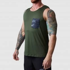Born Primitive The Athleisure Pocket Tank (Tactical Green- Ash)
