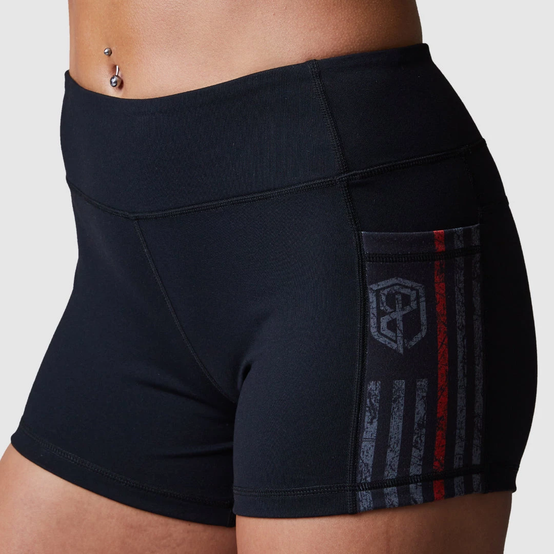Born Primitive Rise & Grind Booty Shorts (Thin Red Line Gunmetal) 3 Born Primitive Rise & Grind Booty Shorts (Thin Red Line Gunmetal)