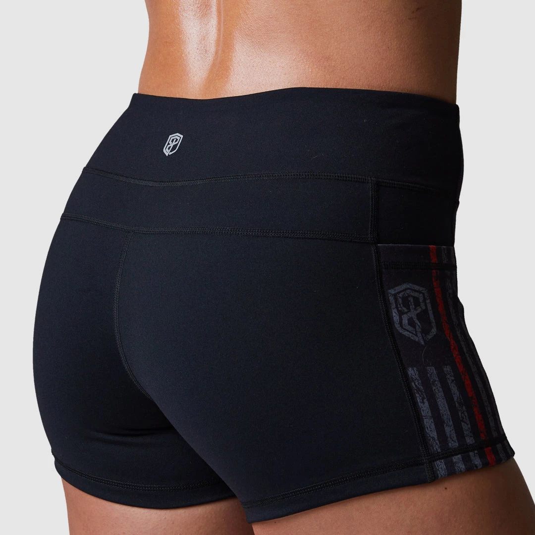 Born Primitive Rise & Grind Booty Shorts (Thin Red Line Gunmetal) 6 Born Primitive Rise & Grind Booty Shorts (Thin Red Line Gunmetal)