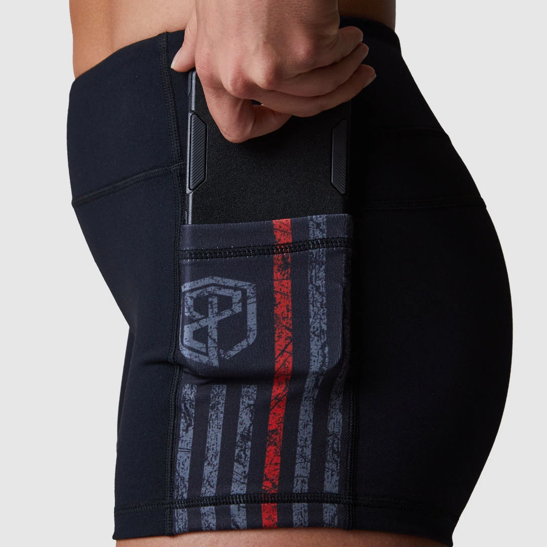 Born Primitive Rise & Grind Booty Shorts (Thin Red Line Gunmetal) 5 Born Primitive Rise & Grind Booty Shorts (Thin Red Line Gunmetal)