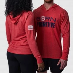 Born Primitive The Brand T-Shirt Unisex Hoodie (Red) Long Sleeves