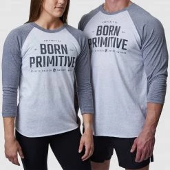 Property Of Born Primitive Unisex Raglan (Heather White/ Premium Heather) Athleisure