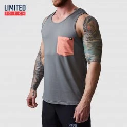 Born Primitive New Arrivals The Athleisure Pocket Tank (Metal Grey- Flame)