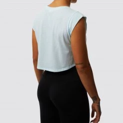 Born Primitive Tops Floral Calligraphy Festival Cropped Tank (Ice Blue)