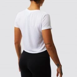 Born Primitive Floral Calligraphy Crop Tee (White) Tops