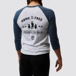 Born Primitive Patriotic American Protector 2.0 Unisex Raglan (Heather White/ Indigo)