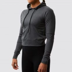 Born Primitive Athleisure Criss Cross Crop Hoodie (Dark Heather Grey)