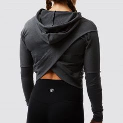 Born Primitive Athleisure Criss Cross Crop Hoodie (Dark Heather Grey)